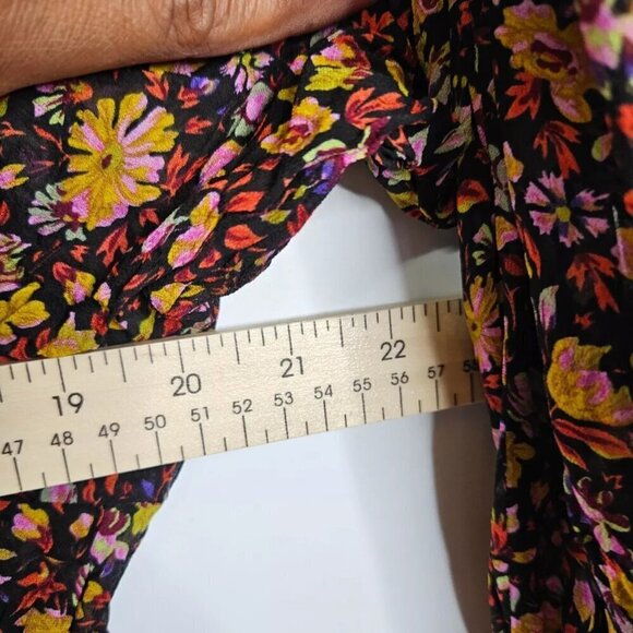 Anthropologie 100% Viscose Pauline Floral Balloon Sleeve Top Relaxed Boho Medium - Picture 9 of 13